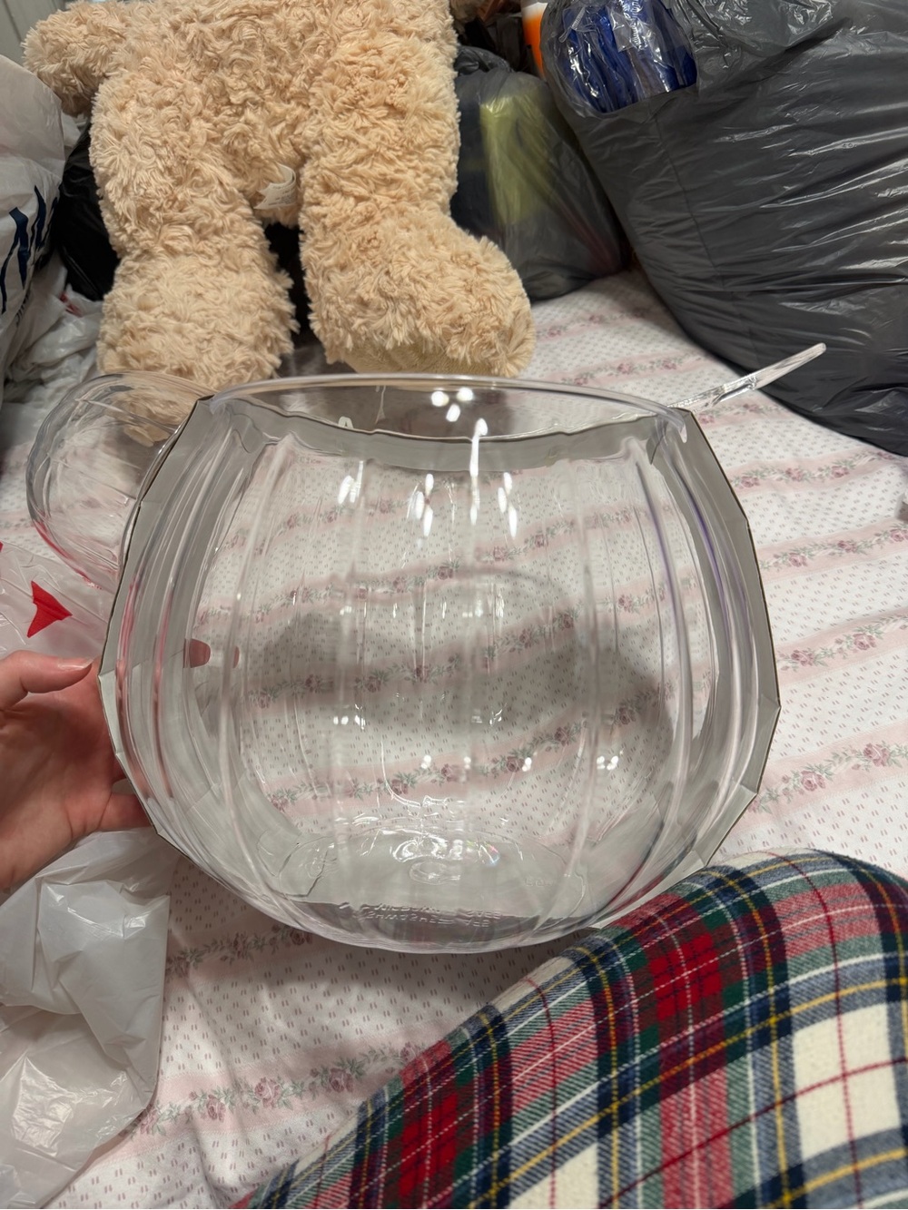 Clear Plastic Pumpkin Punch Bowl with Ladle